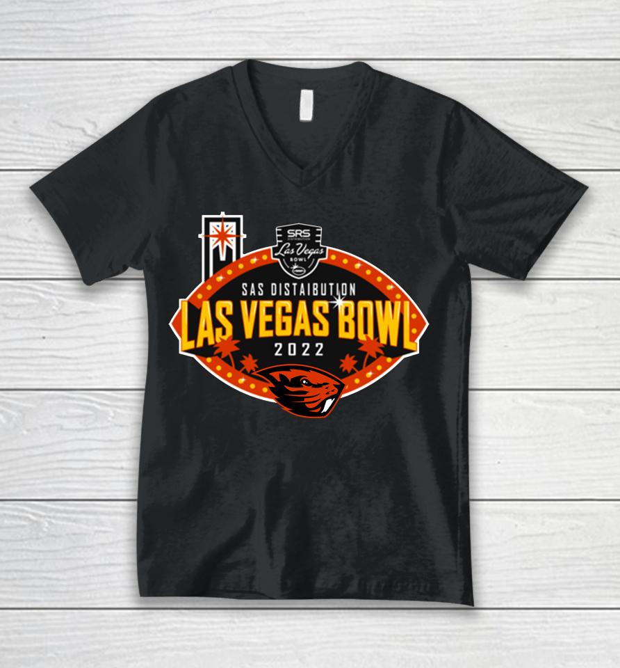 Men's Black 2022 Las Vegas Bowl Playoff Oregon State Beavers Unisex V-Neck T-Shirt