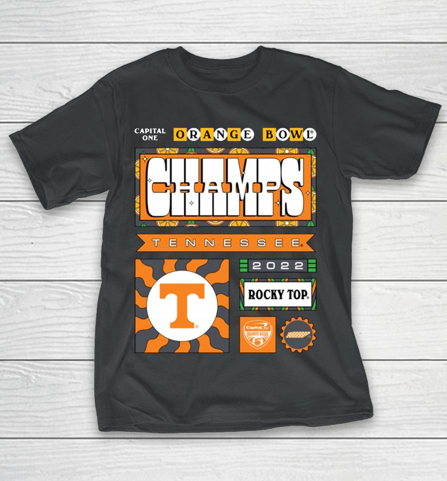 Men's Black 2023 Orange Bowl Tennessee Volunteers Champions T-Shirt