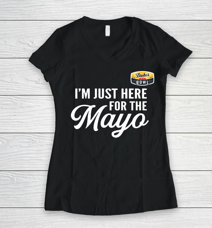 Men's Black Duke's Mayo Bowl I'm Just Here For The Mayo Women V-Neck T-Shirt