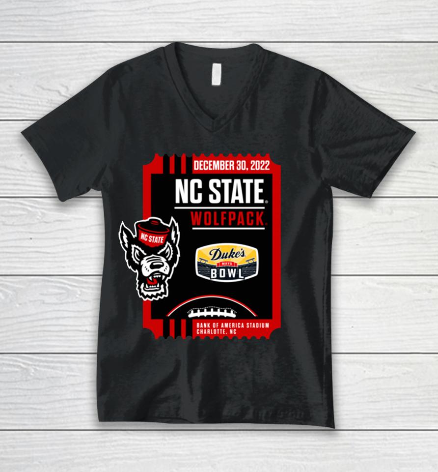 Men's Black North Carolina State 2022 Duke's Mayo Bowl Unisex V-Neck T-Shirt