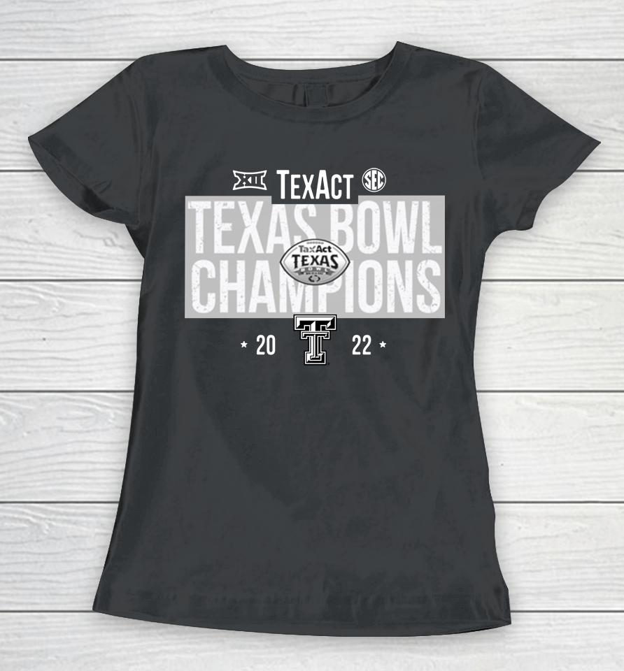 Men's Black Texas Bowl Champions Texas Tech Red Raiders 2022 Women T-Shirt