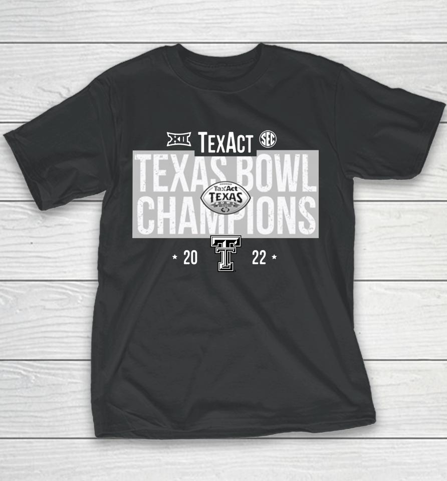 Men's Black Texas Bowl Champions Texas Tech Red Raiders 2022 Youth T-Shirt
