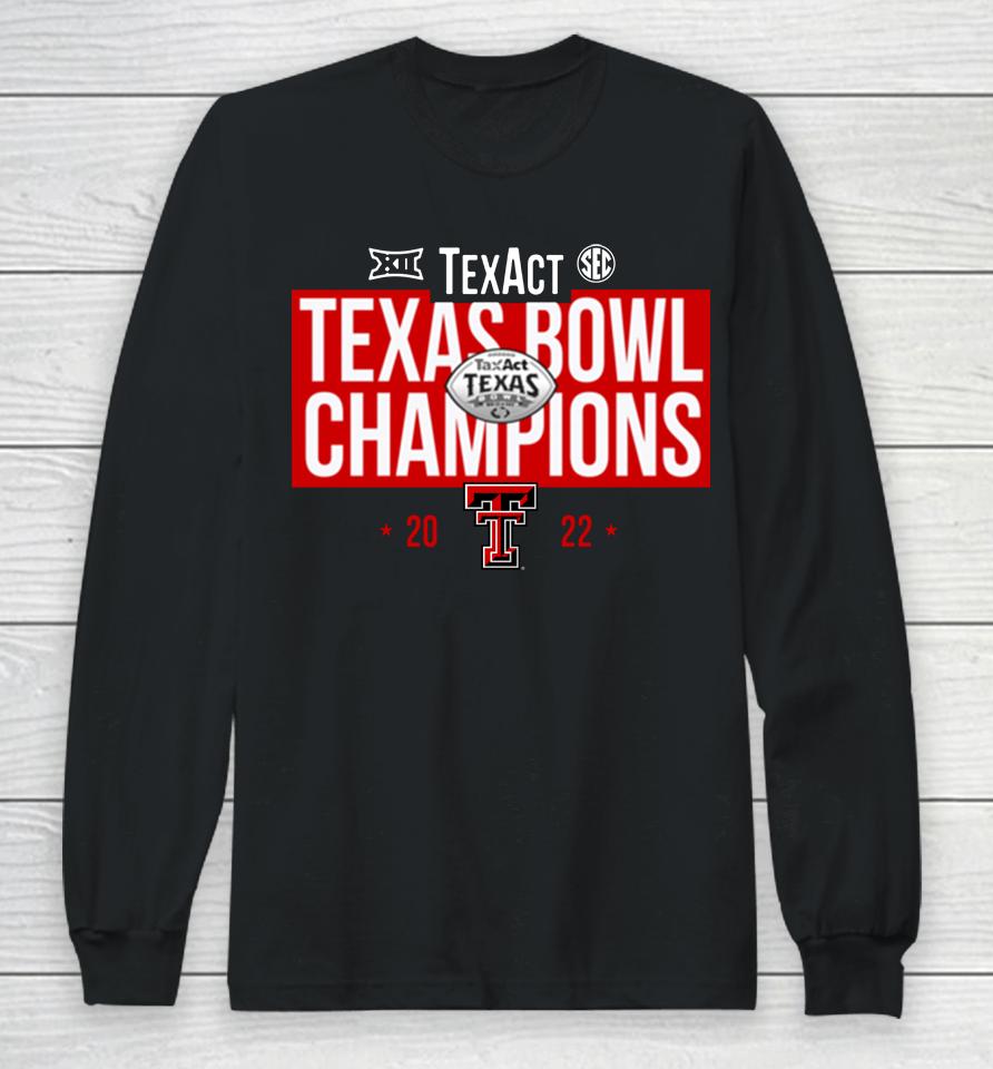 Men's Black Texas Tech Red Raiders 2022 Texas Bowl Champions Long Sleeve T-Shirt