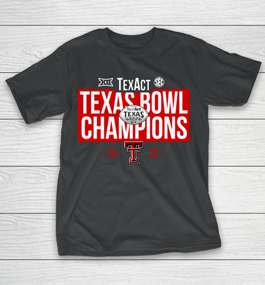 Men's Black Texas Tech Red Raiders 2022 Texas Bowl Champions T-Shirt