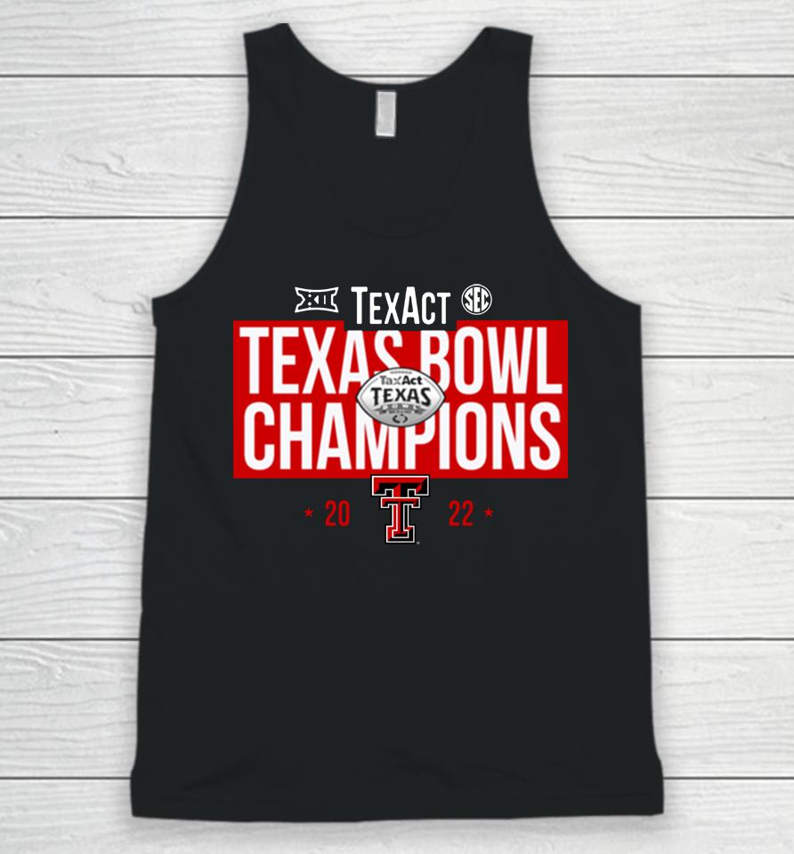 Men's Black Texas Tech Red Raiders 2022 Texas Bowl Champions Unisex Tank Top