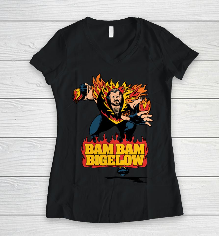 Men's Black Wwe Bam Bam Bigelow Fanatics Illustrated Women V-Neck T-Shirt
