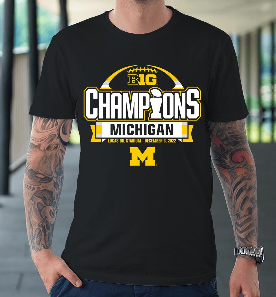 Men's Blue 84 Navy Michigan Wolverines 2022 Big Ten Football Conference Champions Locker Room Premium T-Shirt