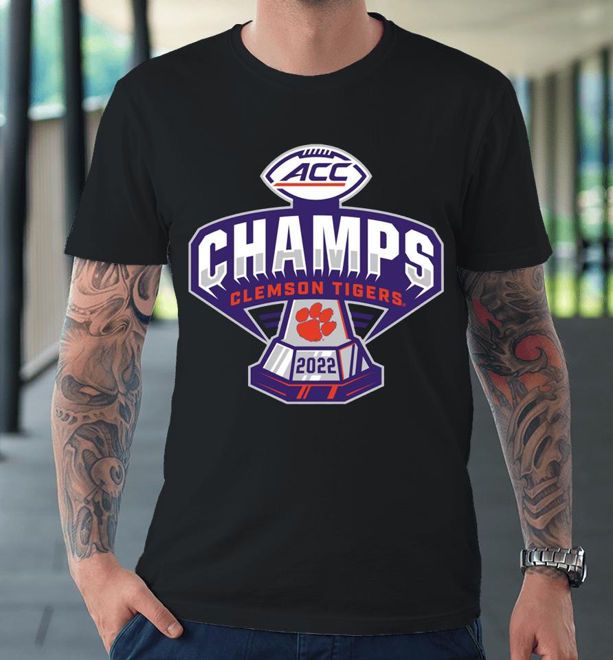 Men's Blue 84 Orange Clemson Tigers 2022 Acc Football Conference Champions Locker Room Premium T-Shirt