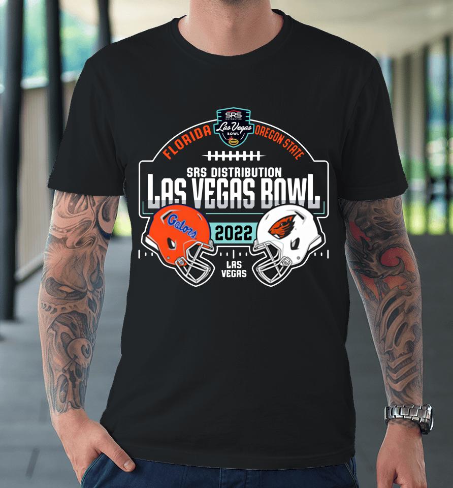 Men's Blue 84 Oregon State Beavers Vs Florida Gators 2022 Las Vegas Bowl Matchup Premium T-Shirt