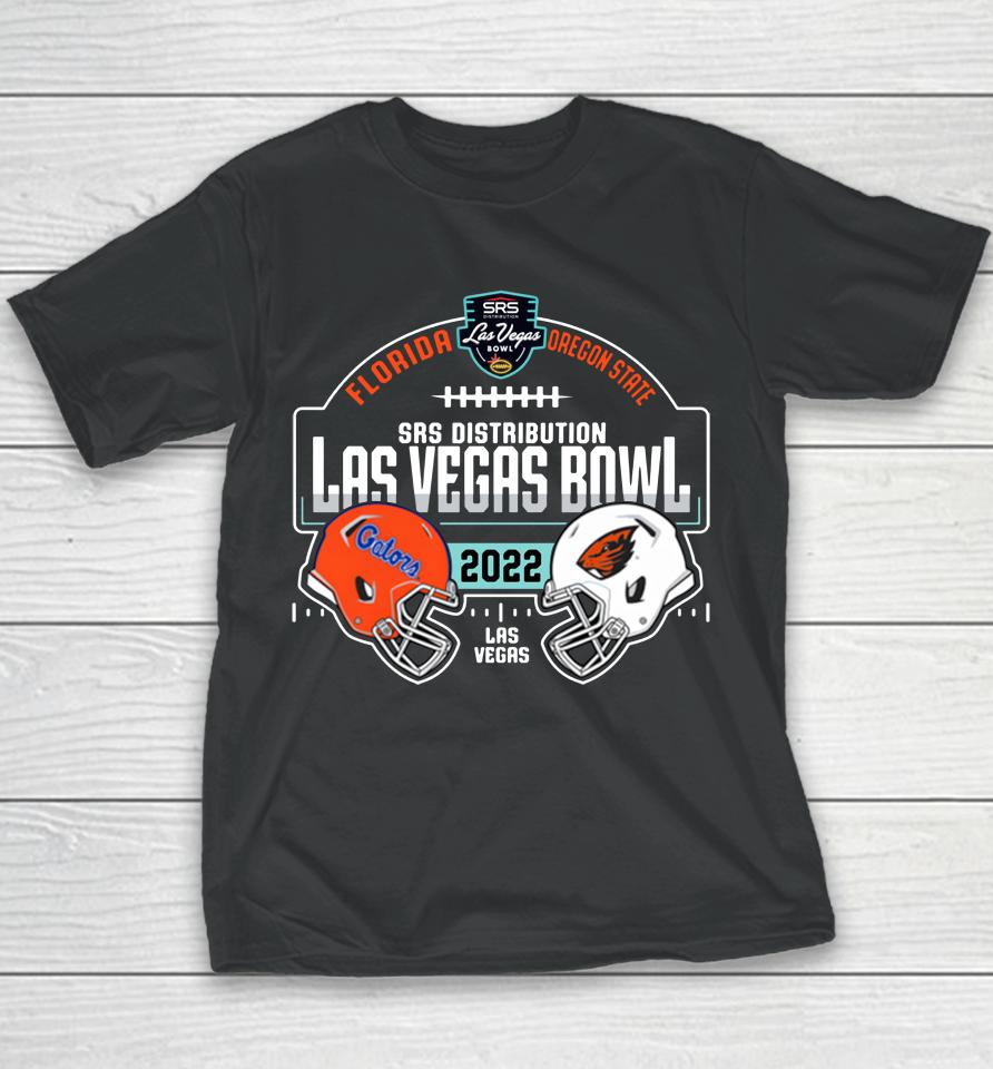 Men's Blue 84 Oregon State Beavers Vs Florida Gators 2022 Las Vegas Bowl Matchup Youth T-Shirt
