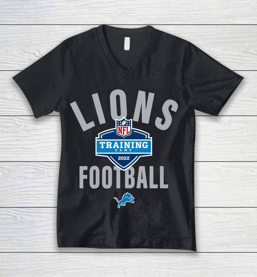Men's Blue Detroit Lions 2022 Training Camp Athletic Unisex V-Neck T-Shirt
