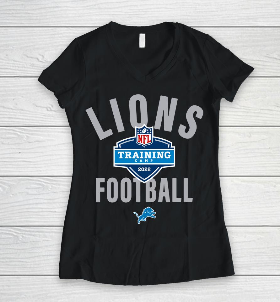 Men's Blue Detroit Lions 2022 Training Camp Athletic Women V-Neck T-Shirt
