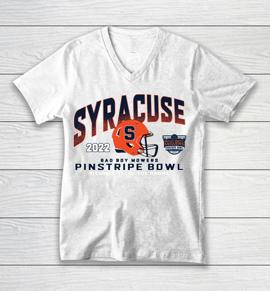 Men's Blue84 Orange Syracuse Football Pinstripe Bowl Unisex V-Neck T-Shirt