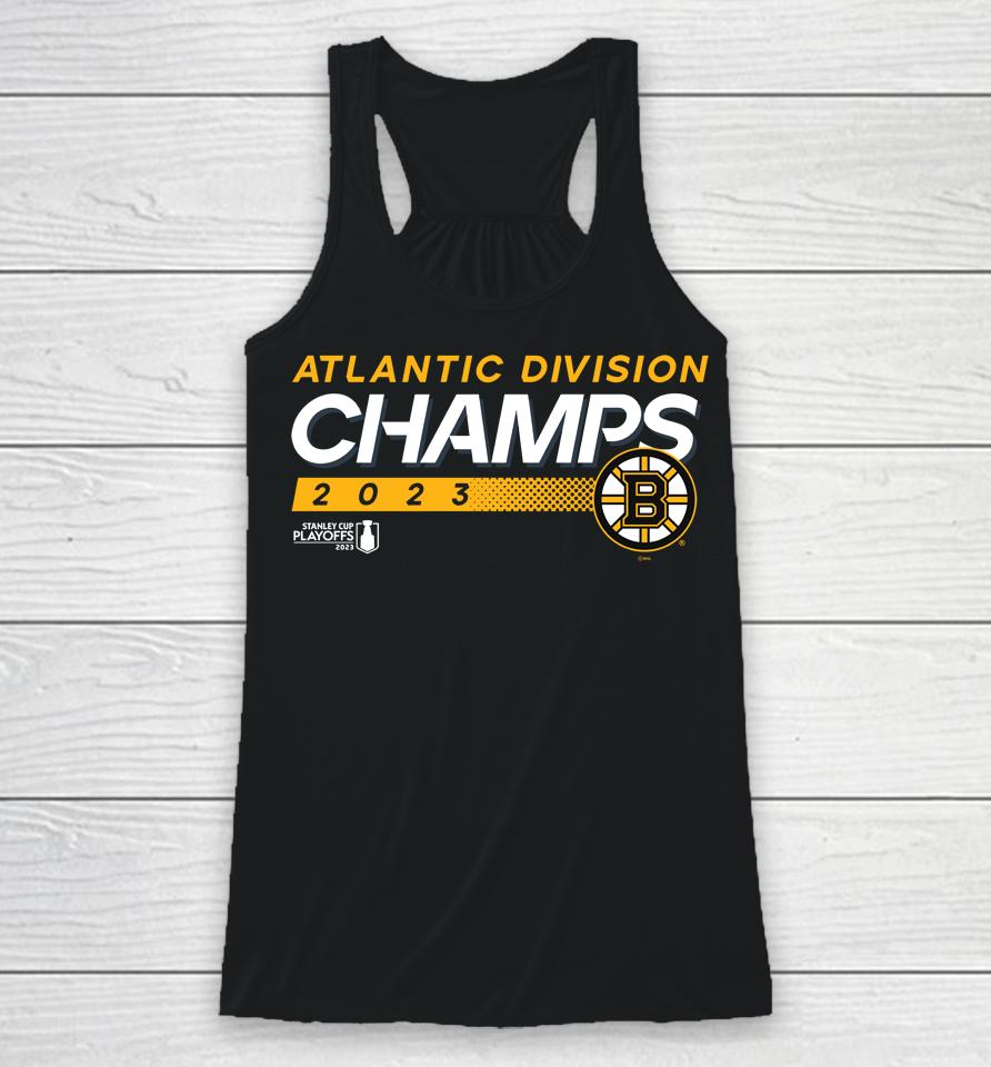 Men's Boston Bruins Fanatics Branded Black 2023 Atlantic Division Champions Racerback Tank