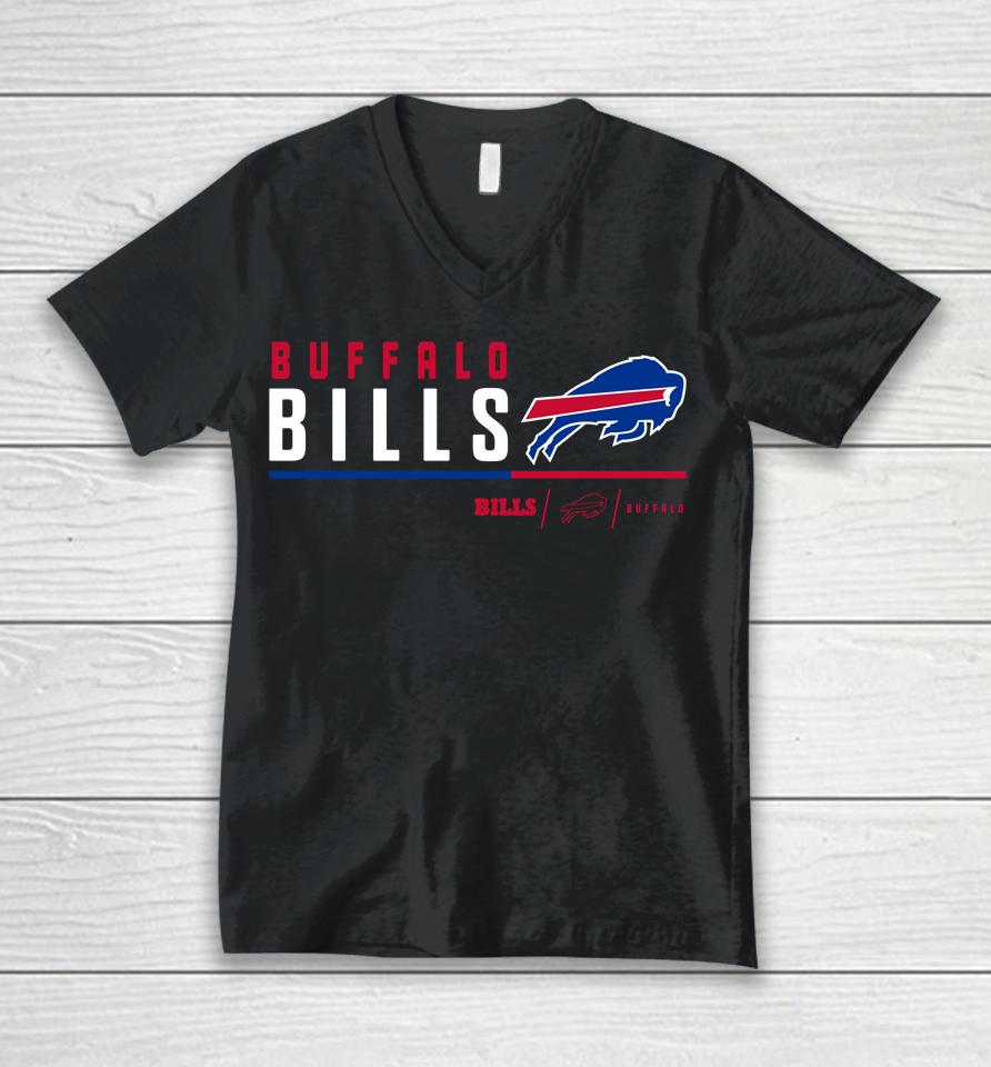 Men's Buffalo Bills Anthracite Prime Logo Name Split Unisex V-Neck T-Shirt