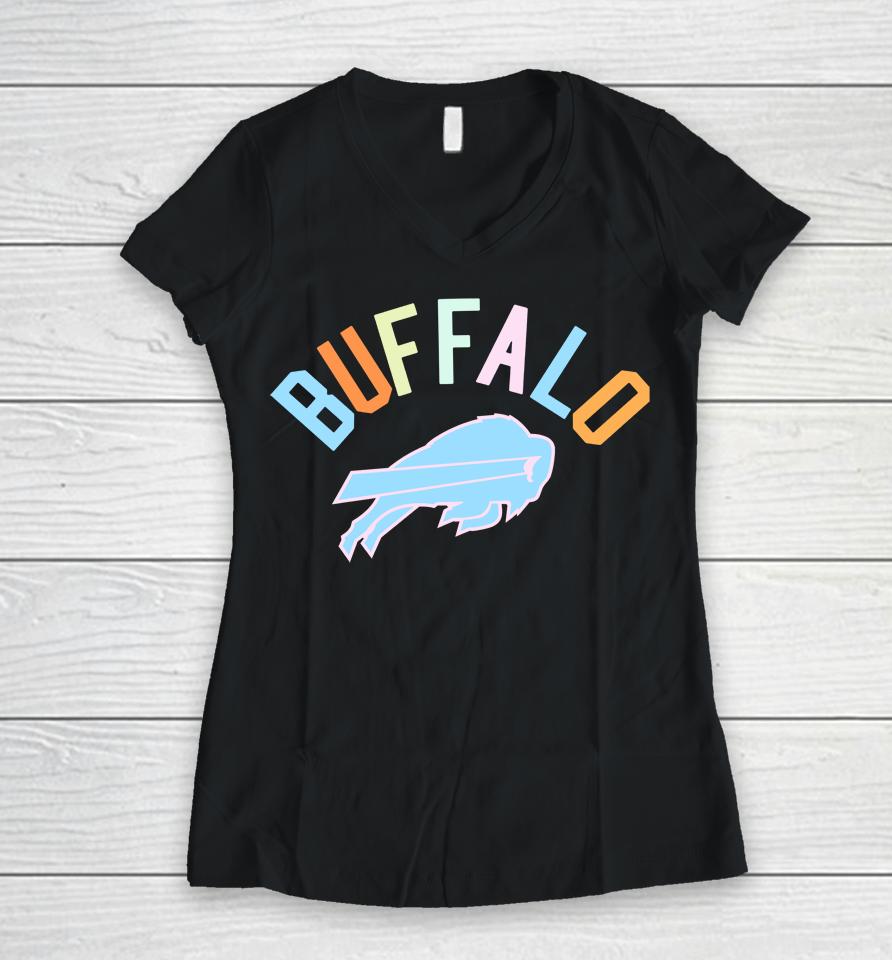 Men's Buffalo Bills Pro Standard Black Neon Graphic Women V-Neck T-Shirt