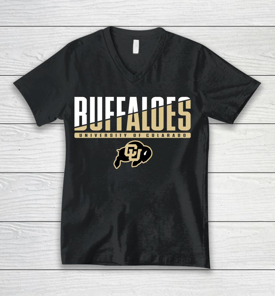 Men's Champion Black Colorado Buffaloes Wordmark Slash Unisex V-Neck T-Shirt