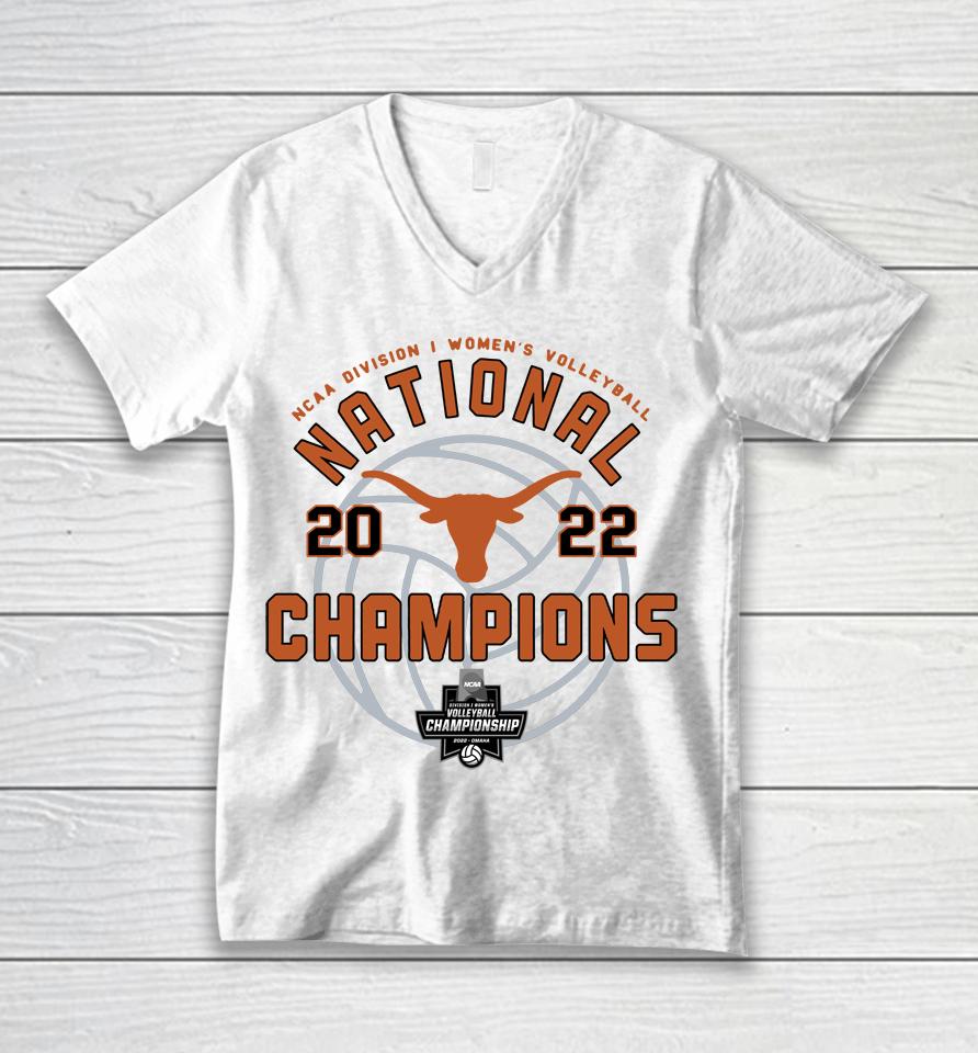 Men's Champion White Texas Longhorns 2022 Women's Volleyball National Champions Locker Room Unisex V-Neck T-Shirt