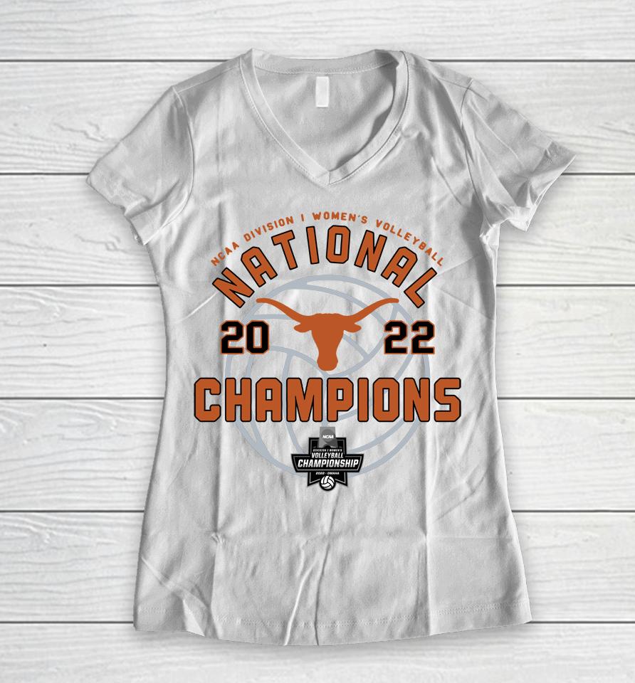 Men's Champion White Texas Longhorns 2022 Women's Volleyball National Champions Locker Room Women V-Neck T-Shirt