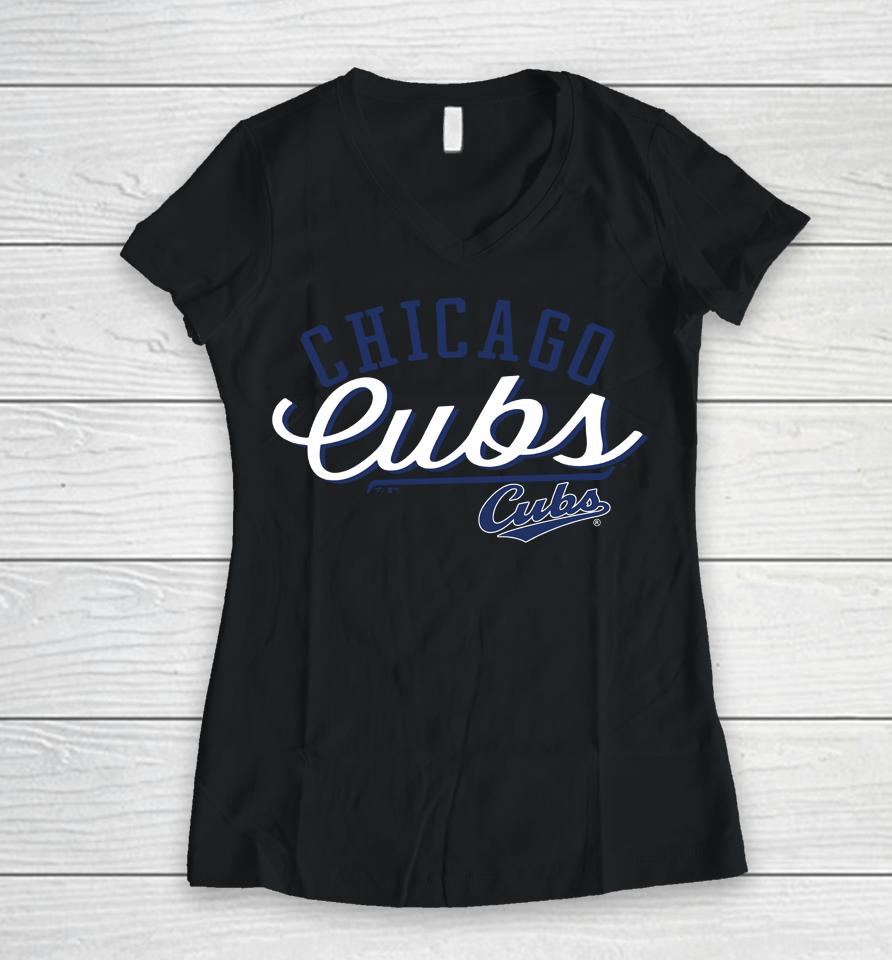 Men's Chicago Cubs Fanatics Branded Heather Gray Simplicity Women V-Neck T-Shirt