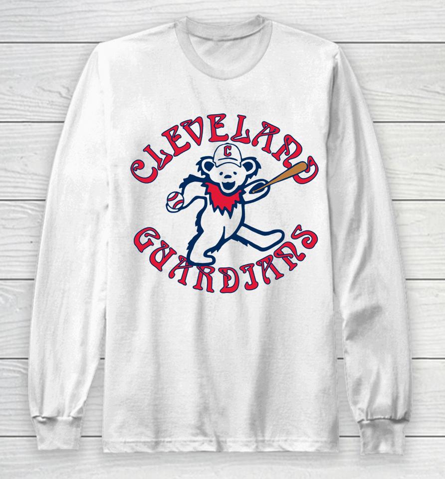 Men's Cleveland Guardians Homage Gray Grateful Dead Tri-Blend Long Sleeve T-Shirt