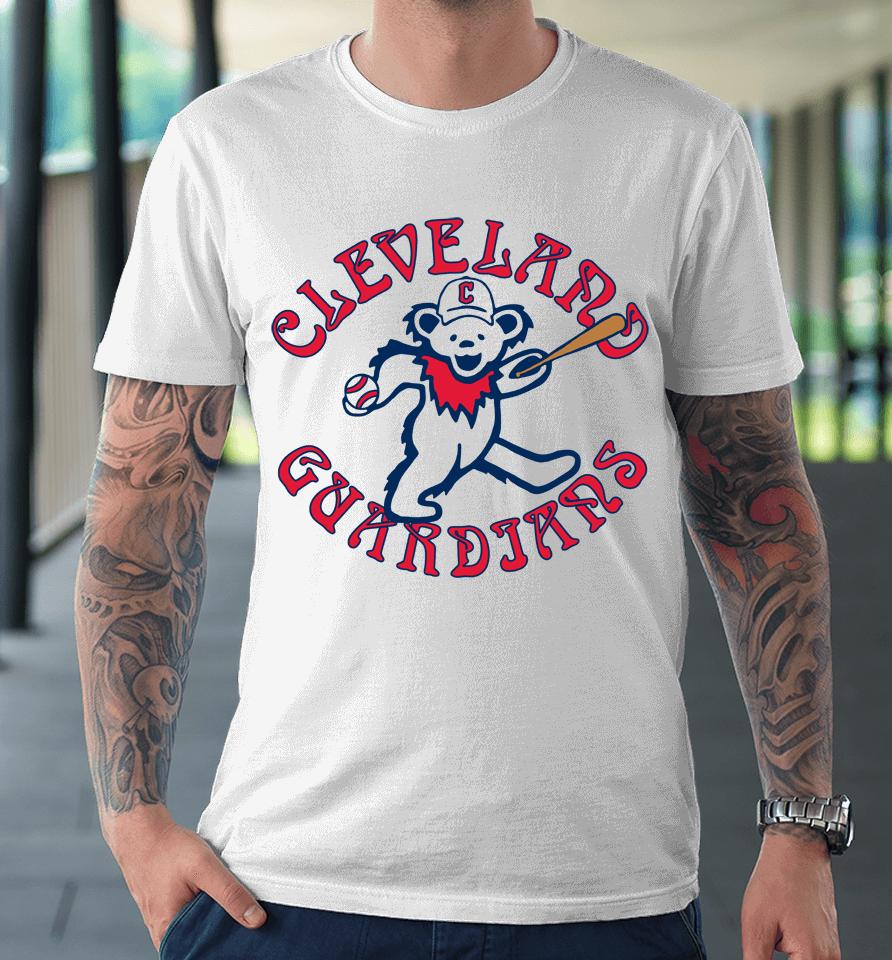 Men's Cleveland Guardians Homage Gray Grateful Dead Tri-Blend Premium T-Shirt