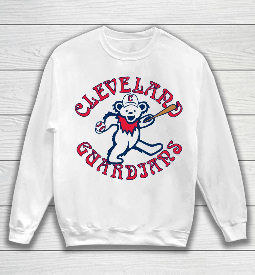 Men's Cleveland Guardians Homage Gray Grateful Dead Tri-Blend Sweatshirt
