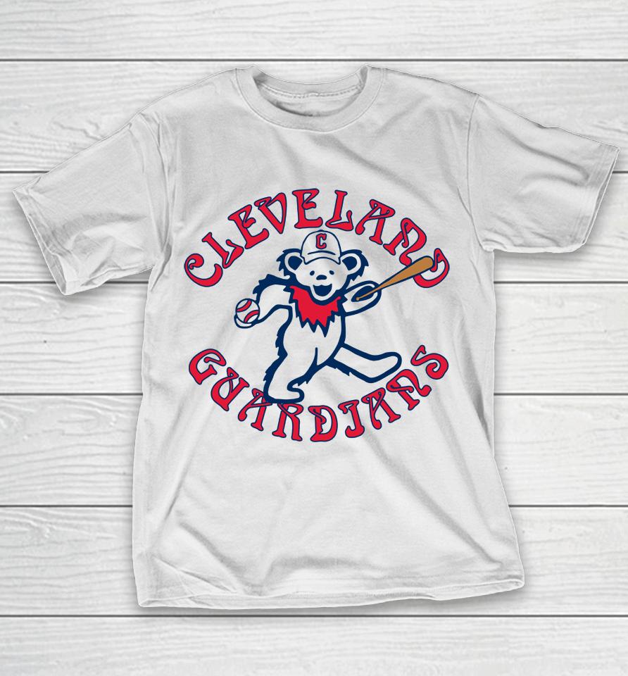 Men's Cleveland Guardians Homage Gray Grateful Dead Tri-Blend T-Shirt