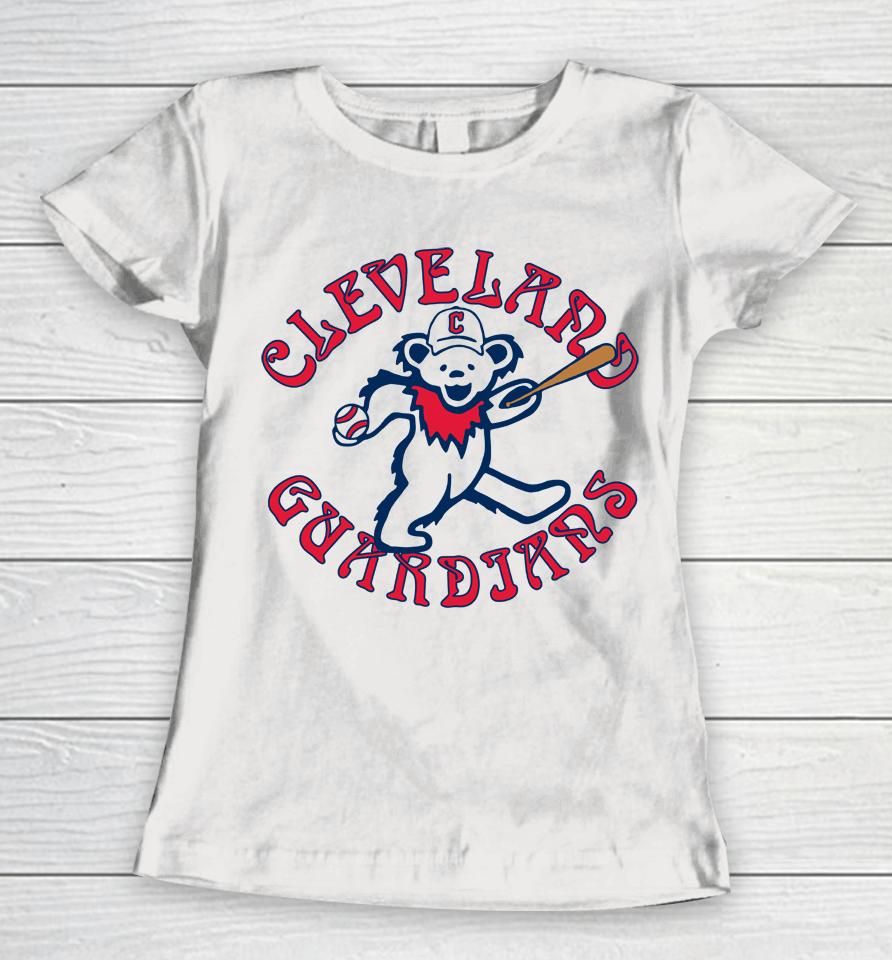 Men's Cleveland Guardians Homage Gray Grateful Dead Tri-Blend Women T-Shirt