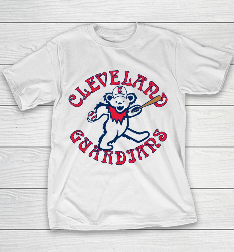 Men's Cleveland Guardians Homage Gray Grateful Dead Tri-Blend Youth T-Shirt