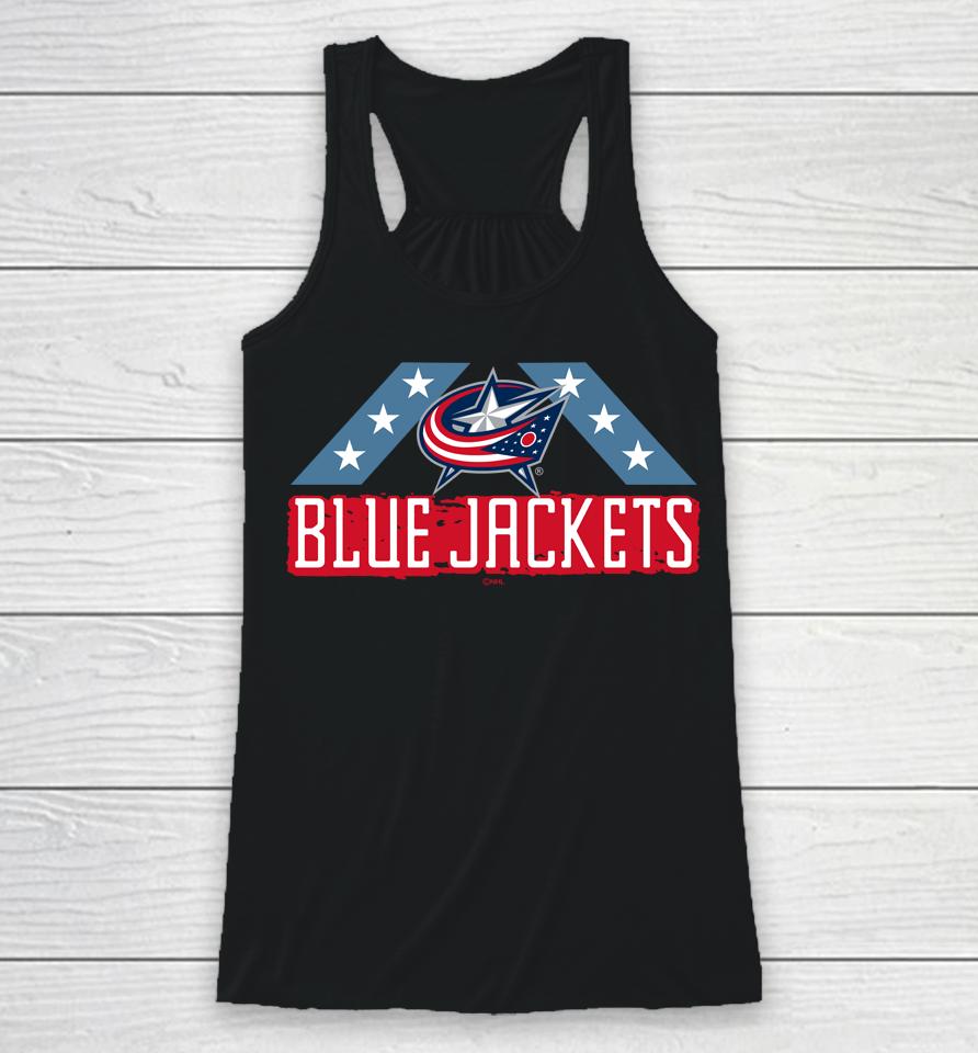 Men's Columbus Blue Jackets Fanatics Branded Black Team Jersey Inspired Racerback Tank