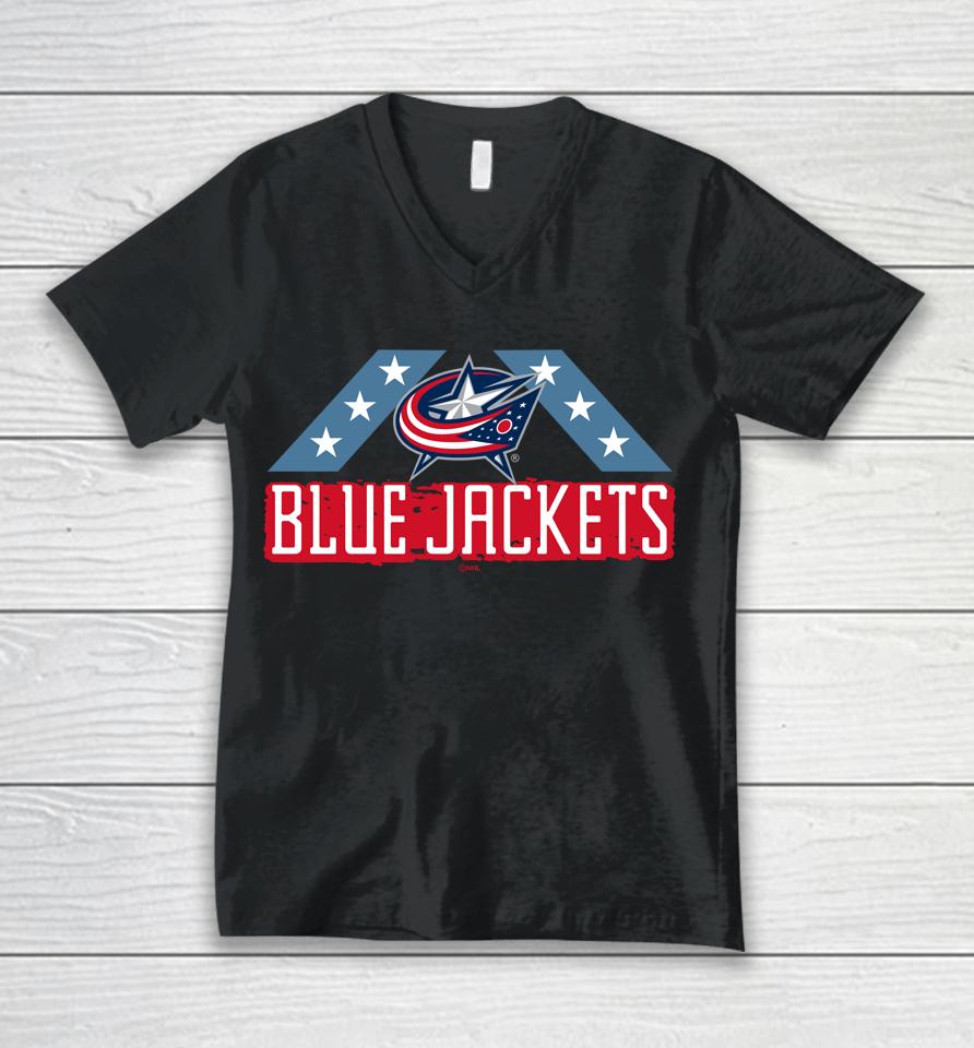 Men's Columbus Blue Jackets Fanatics Branded Black Team Jersey Inspired Unisex V-Neck T-Shirt