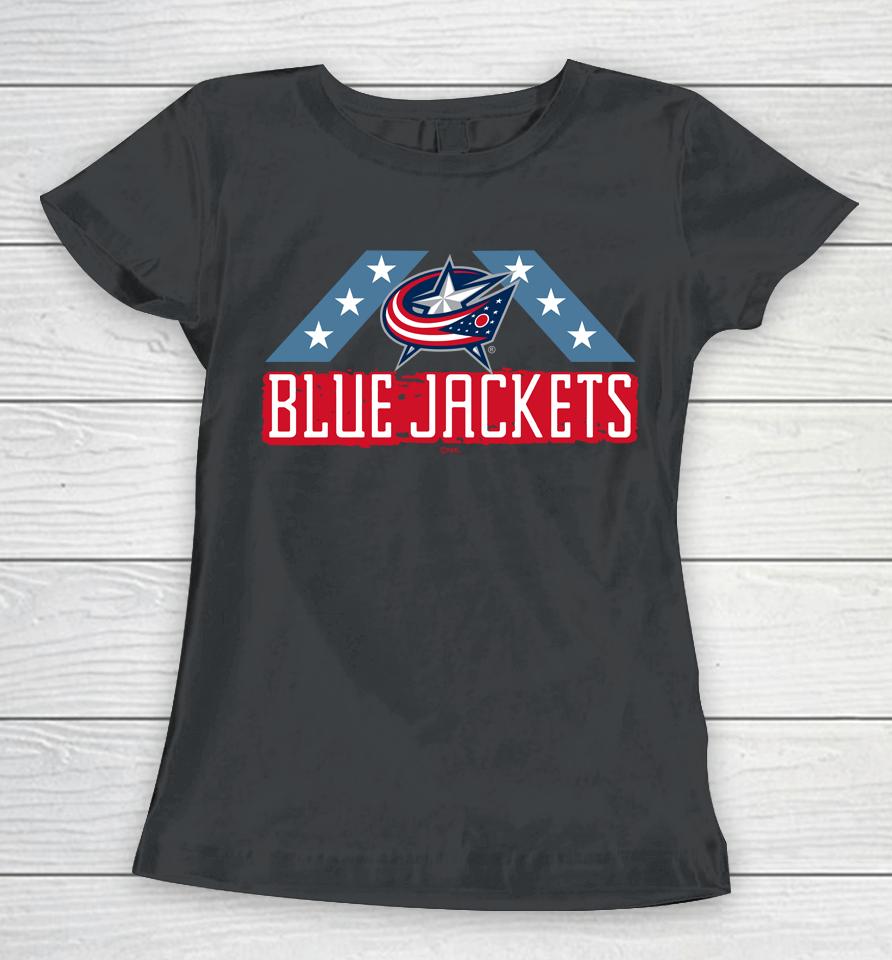 Men's Columbus Blue Jackets Fanatics Branded Black Team Jersey Inspired Women T-Shirt