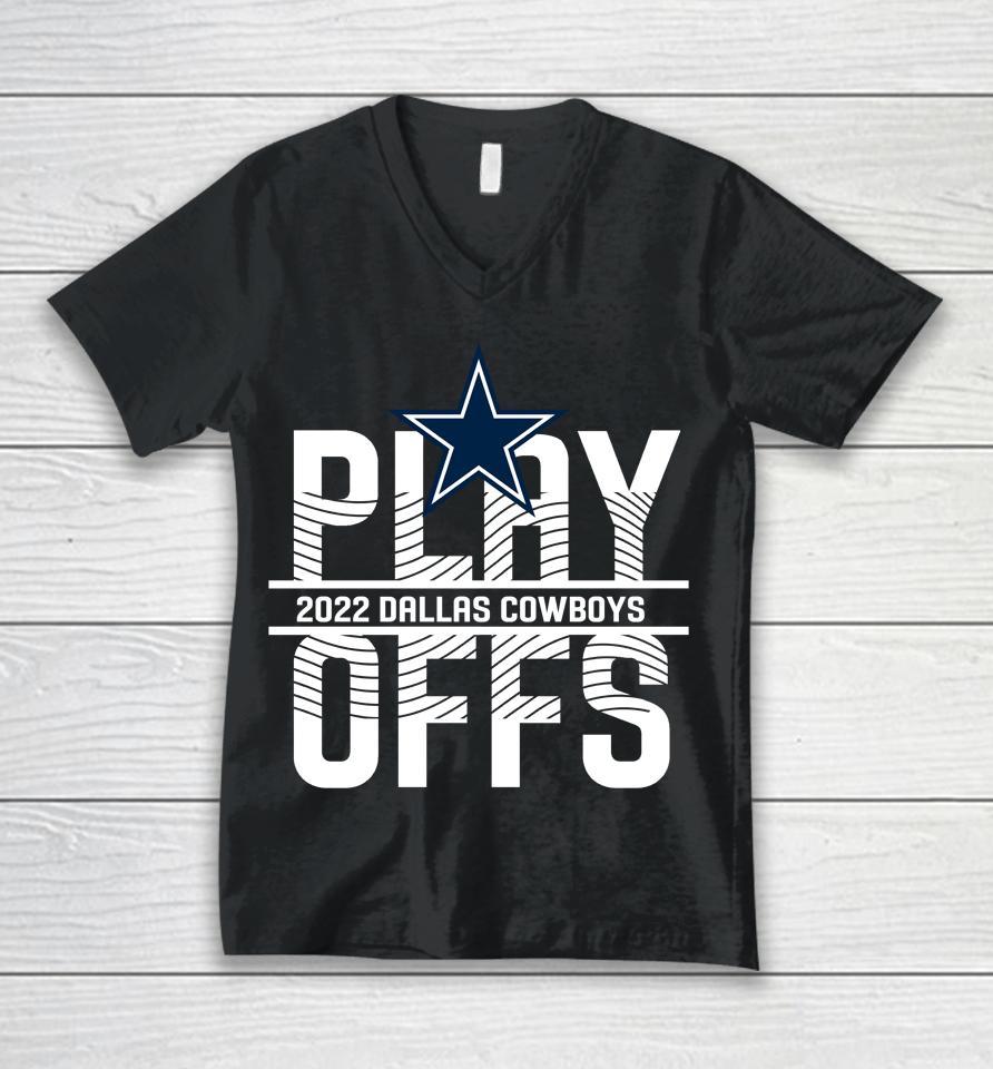 Men's Dallas Cowboys Anthracite 2022 Nfl Playoffs Iconic Unisex V-Neck T-Shirt