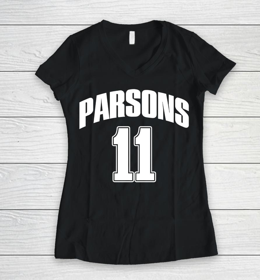 Men's Dallas Cowboys Micah Parsons Pro Standard Navy Player Women V-Neck T-Shirt
