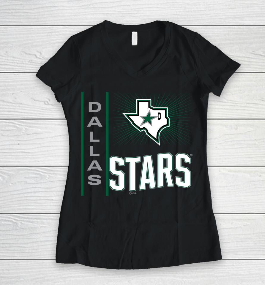 Men's Dallas Stars Fanatics Branded Black Team Jersey Inspired Women V-Neck T-Shirt