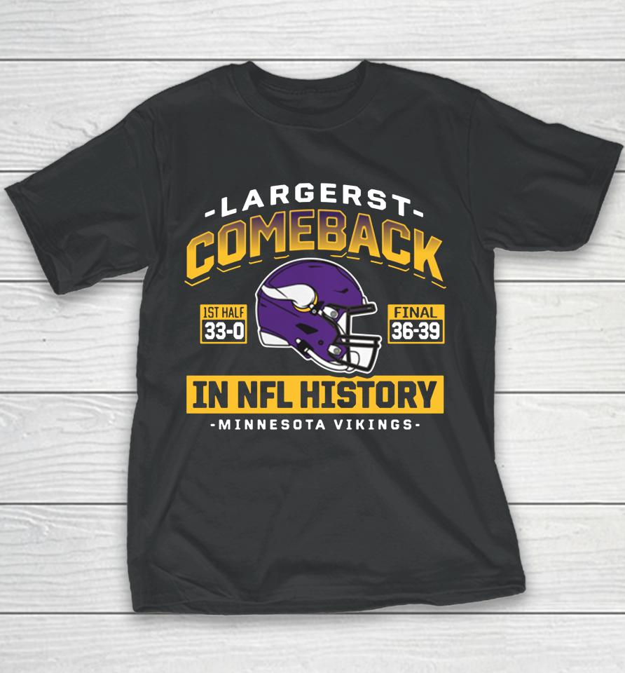 Men's Fanatics 2022 Minnesota Vikings Largest Comeback Youth T-Shirt