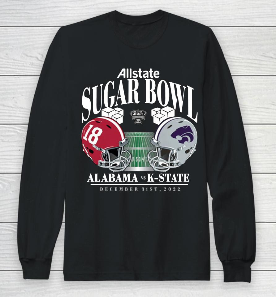 Men's Fanatics Alabama Crimson Tide Vs Kansas State Wildcats 2022 Sugar Bowl Matchup Old School Long Sleeve T-Shirt