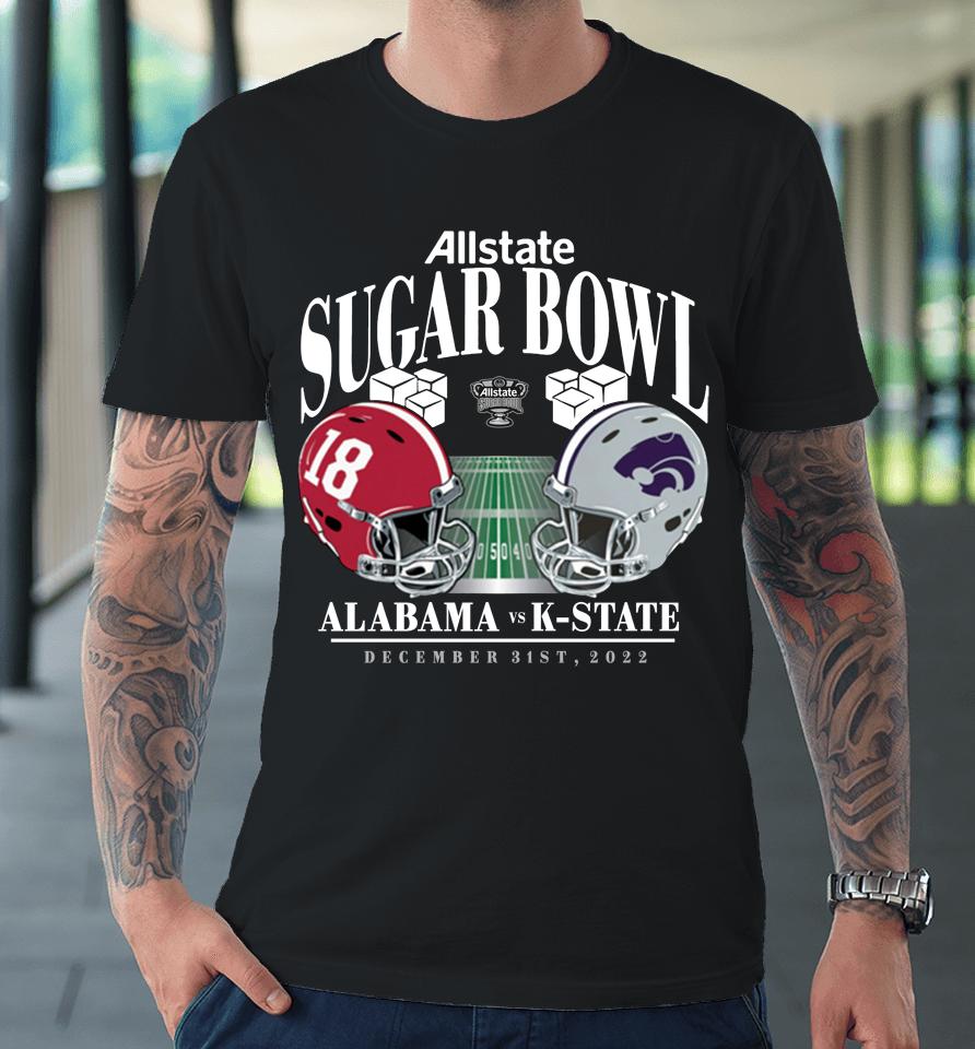 Men's Fanatics Alabama Crimson Tide Vs Kansas State Wildcats 2022 Sugar Bowl Matchup Old School Premium T-Shirt
