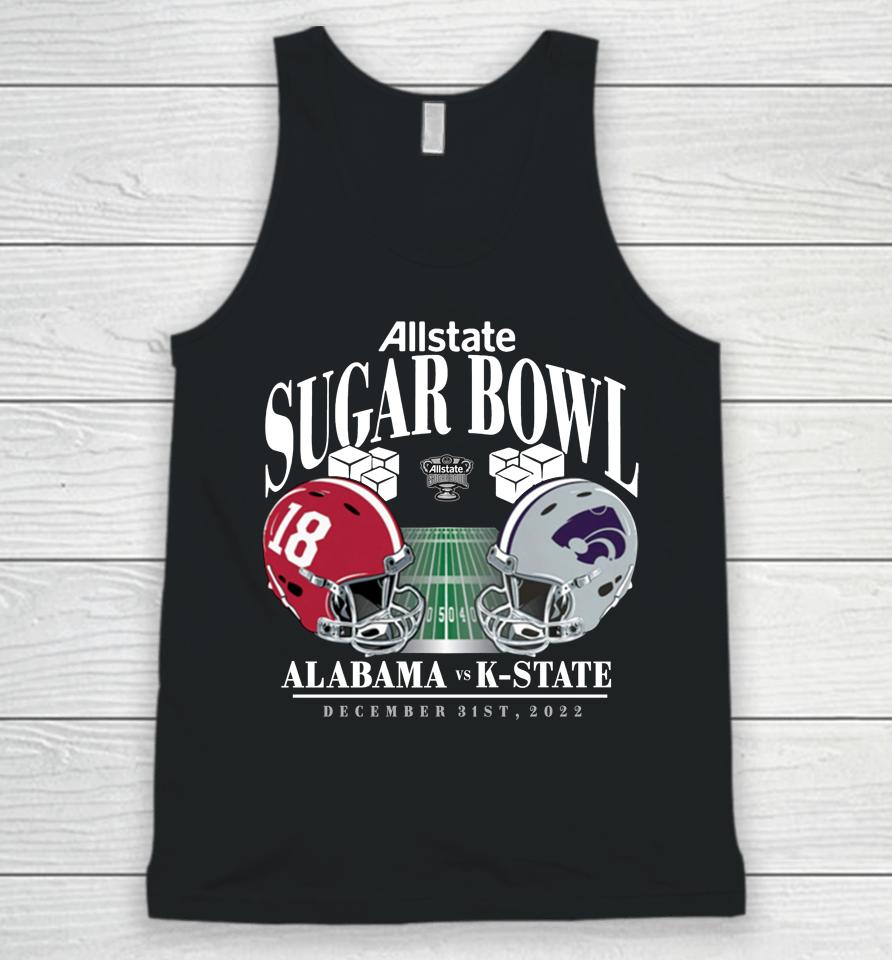 Men's Fanatics Alabama Crimson Tide Vs Kansas State Wildcats 2022 Sugar Bowl Matchup Old School Unisex Tank Top