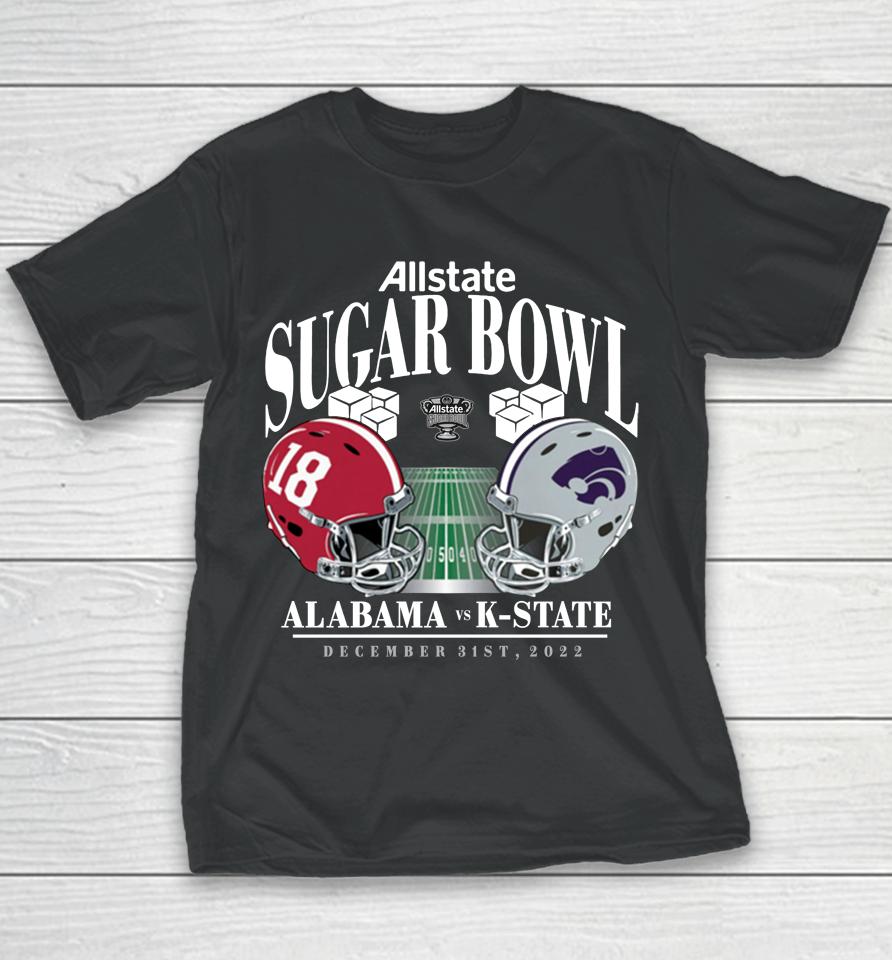 Men's Fanatics Alabama Crimson Tide Vs Kansas State Wildcats 2022 Sugar Bowl Matchup Old School Youth T-Shirt