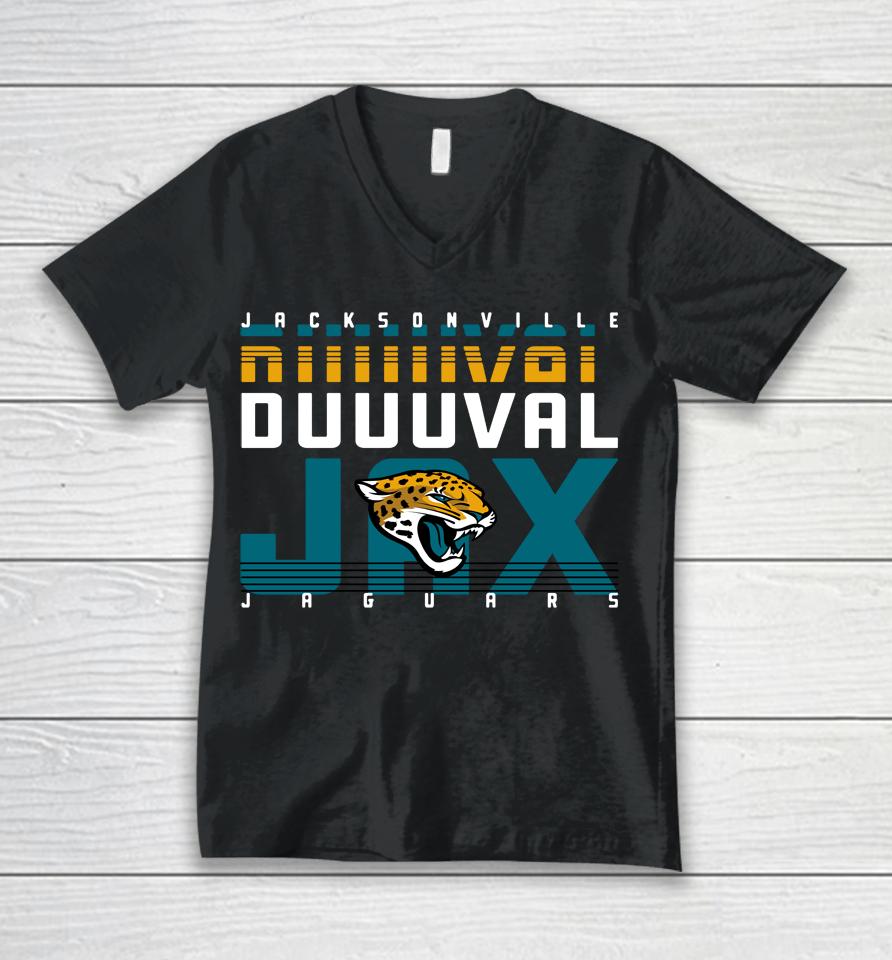 Men's Fanatics Branded Black Jacksonville Jaguars Hometown Collection Prime Time Unisex V-Neck T-Shirt