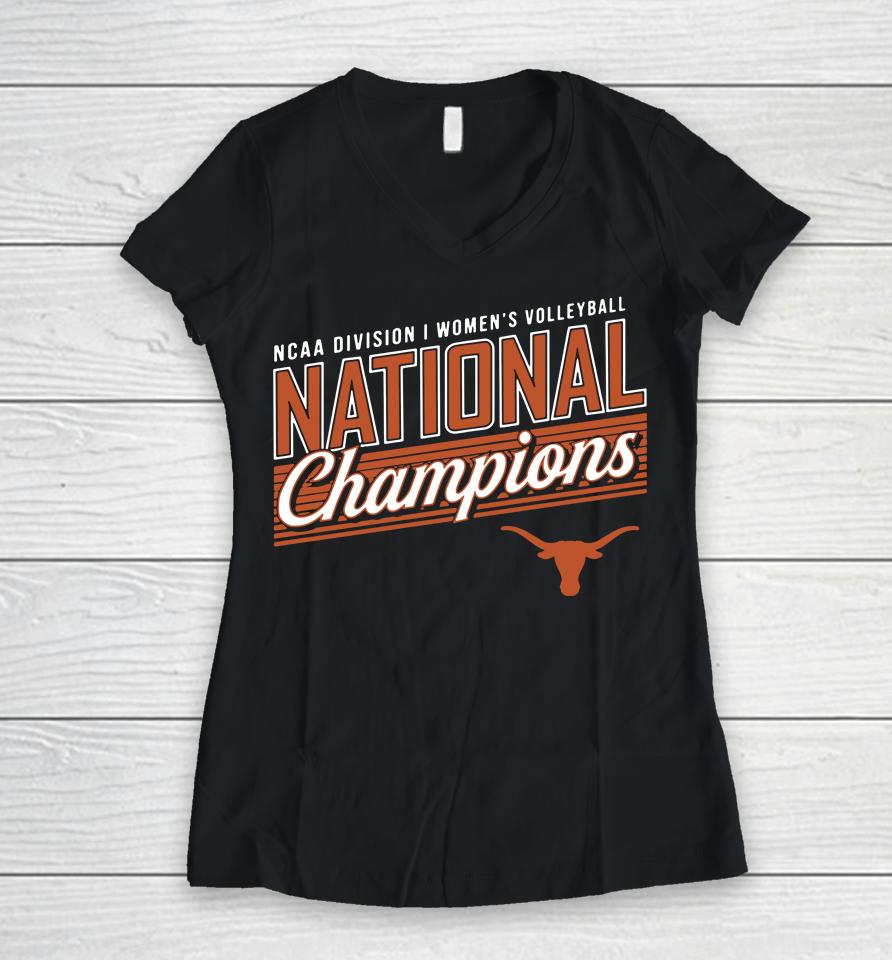 Men's Fanatics Branded Charcoal Texas Longhorns 2022 Women's Volleyball National Champions Women V-Neck T-Shirt