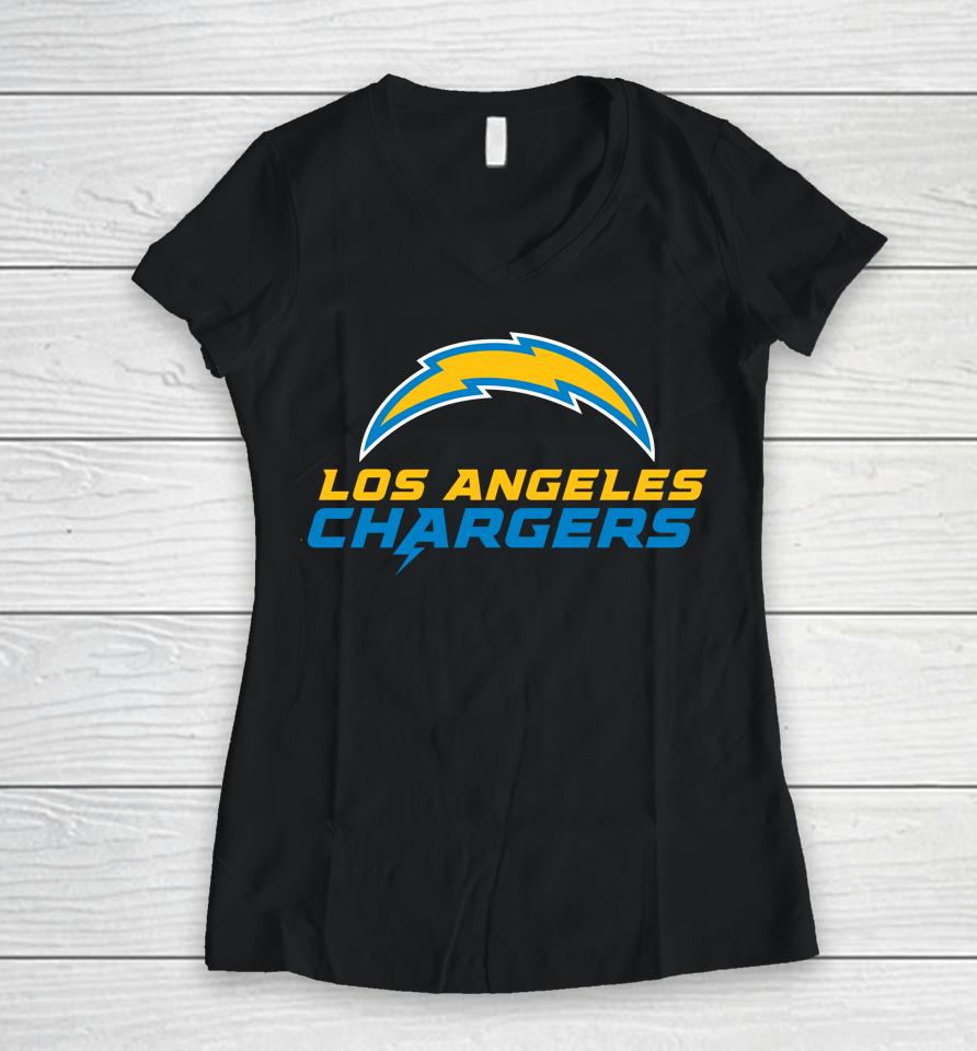 Men's Fanatics Branded Gray Los Angeles Chargers Big And Tall Team Lockup Women V-Neck T-Shirt