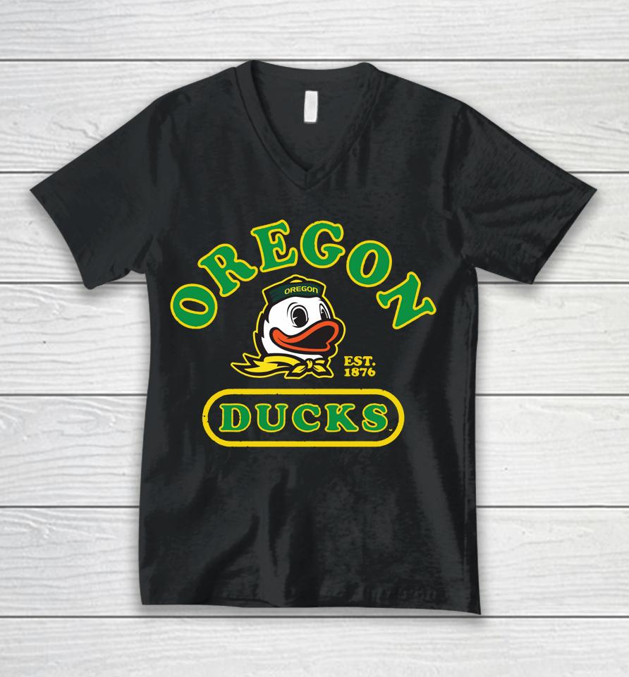 Men's Fanatics Branded Heather Charcoal Oregon Ducks Old-School Pill Enzyme Washed Unisex V-Neck T-Shirt