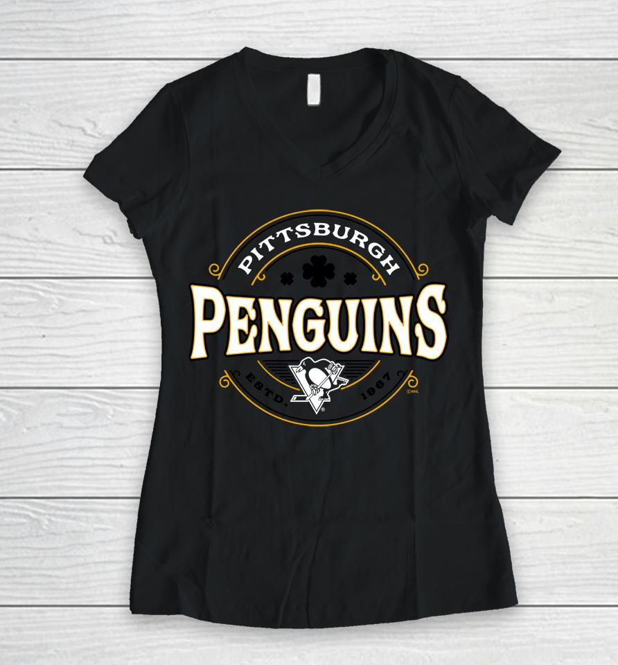 Men's Fanatics Branded Kelly Green Pittsburgh Penguins St Women V-Neck T-Shirt