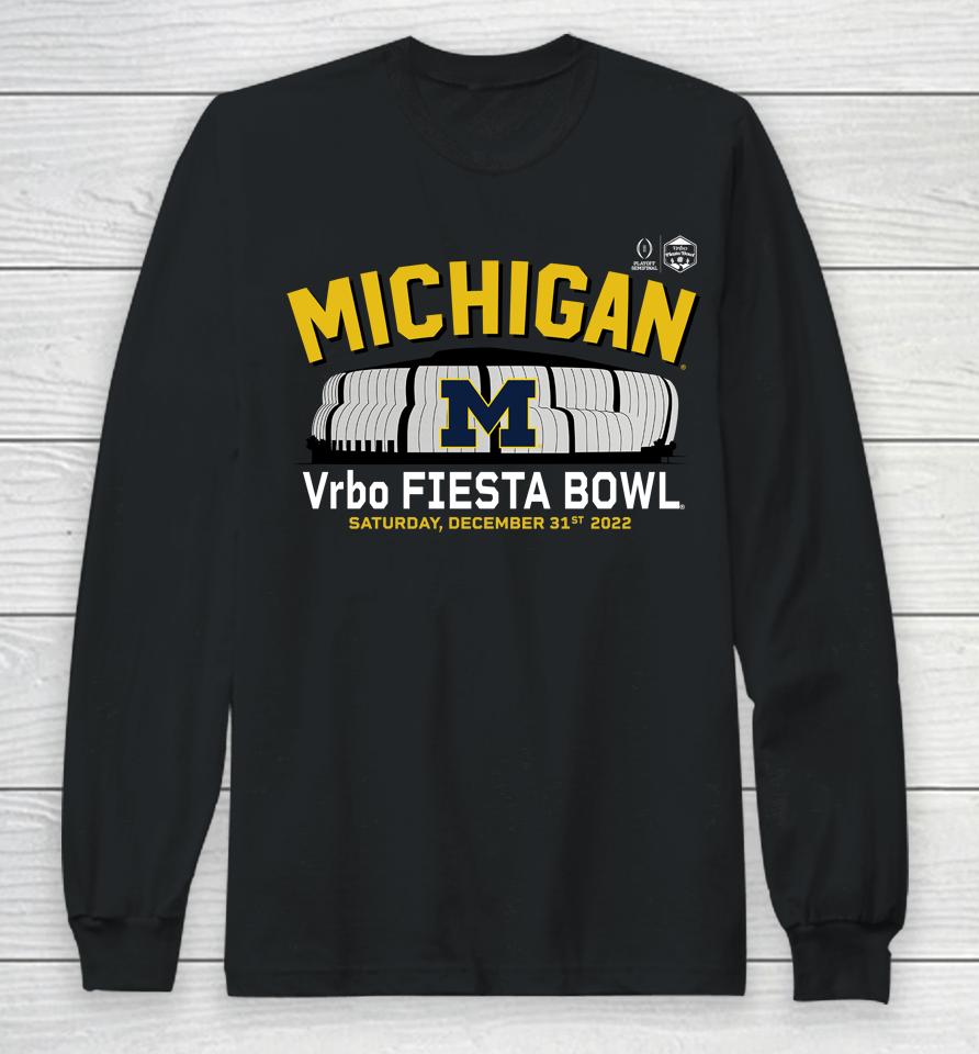 Men's Fanatics Branded Michigan Wolverines College Football Playoff 2022 Fiesta Bowl Gameday Stadium Long Sleeve T-Shirt