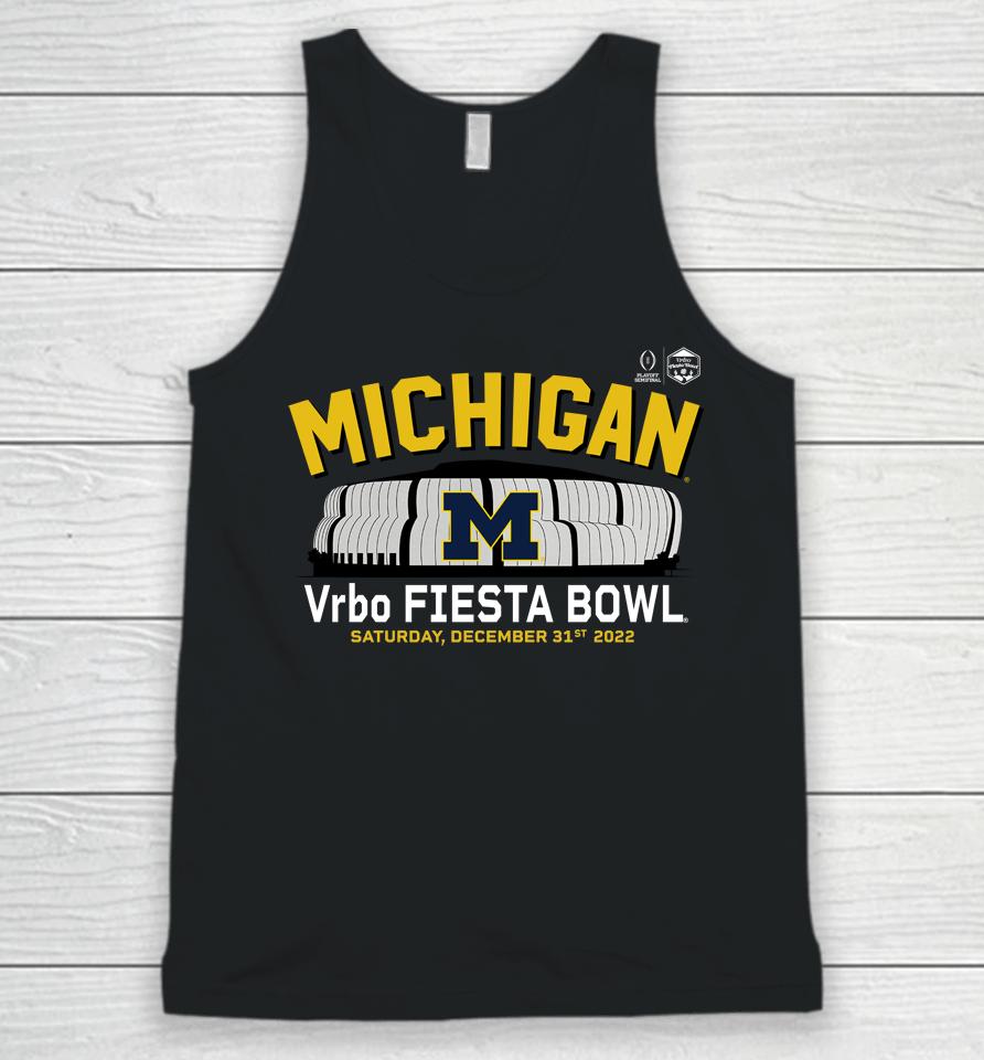 Men's Fanatics Branded Michigan Wolverines College Football Playoff 2022 Fiesta Bowl Gameday Stadium Unisex Tank Top
