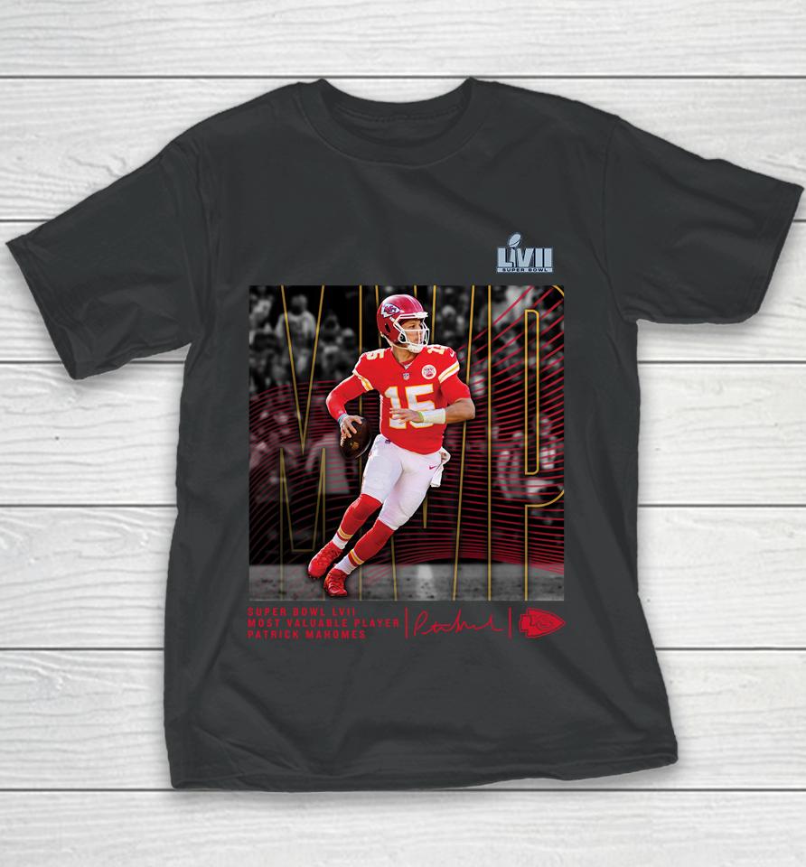 Men's Fanatics Branded Patrick Mahomes Black Kansas City Chiefs Super Bowl Lvii Mvp Crucial Youth T-Shirt