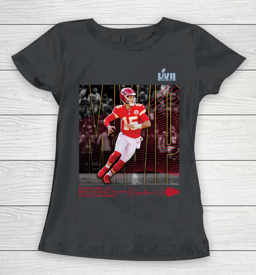 Men's Fanatics Branded Patrick Mahomes  Kansas City Chiefs Super Bowl Lvii Mvp Crucial Women T-Shirt
